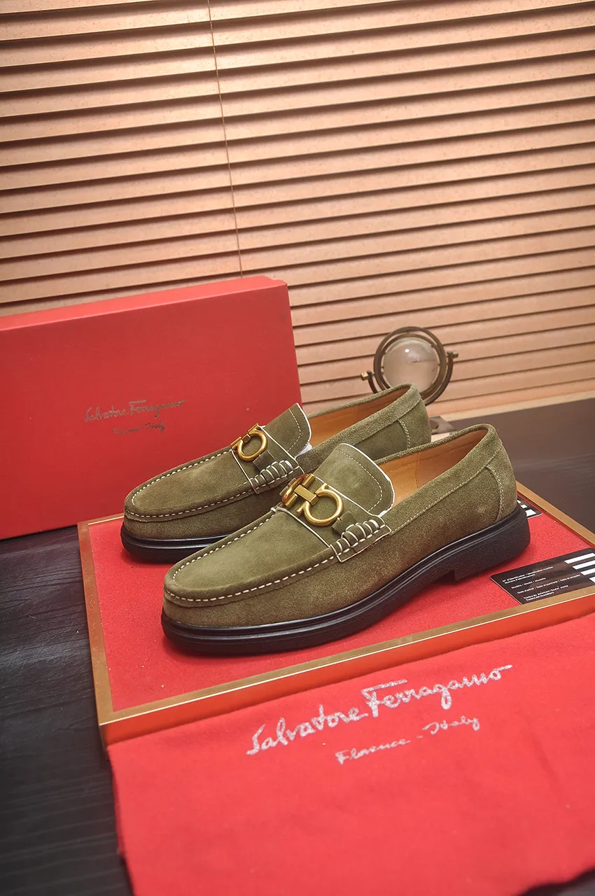 Men's shoes 💰440💶[Ferragamo/Ferragamo] The latest model in the counter. Original imported high-quality cowhide with open sides + imported 🐂 water-dyed cowhide lining + original luxury metal buckle + original combined outsole. No pressure for comparison. 38--45 (45 is custom-made and cannot be returned or exchanged)